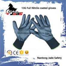 13G Full Black Nitrile Smooth Coated Glove